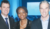 Seen at the dinner from left: Siemens CEO, Stuart Clarkson, Gauteng MEC for Agriculture and Rural Development, Nandi Mayathula-Khoza and environmental campaigner, Lewis Gordon Pugh